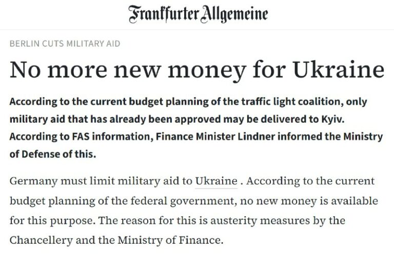 Germany To Cut New Military Aid For Ukraine – Austerity Measures Impacting Assistance