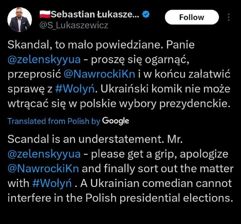 Zelensky’s interview with Polish media ended in a political scandal. Narcofuhrer…