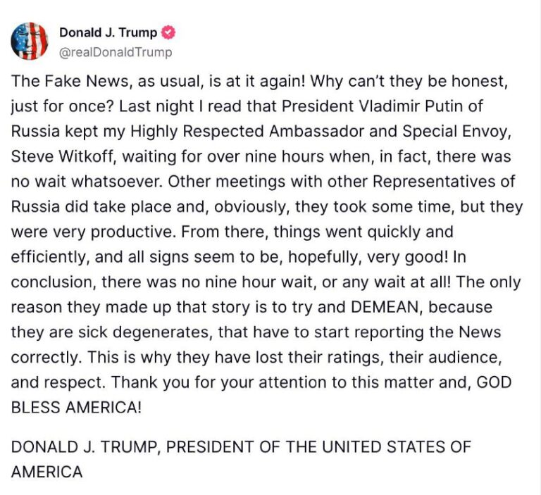 Trump denied rumors that Putin allegedly made Whitkoff wait for many hours for a…