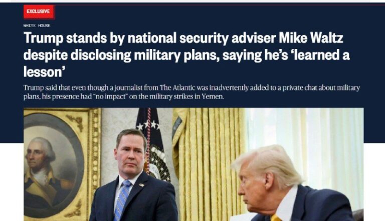 “Michael Waltz has learned a lesson, and he’s a good man,” Trump said Tuesday i…