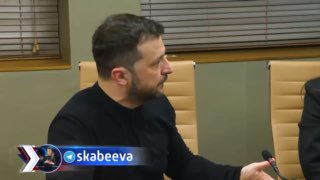 Zelensky NarcoClown, using a notepad and gestures, explains to Europeans how to …