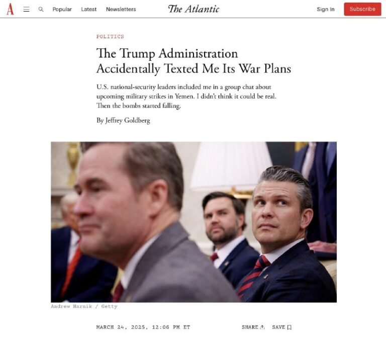 Leaked Group Chat Shows How the Yemen War Was Planned… on Signal. Yes, Really.I…
