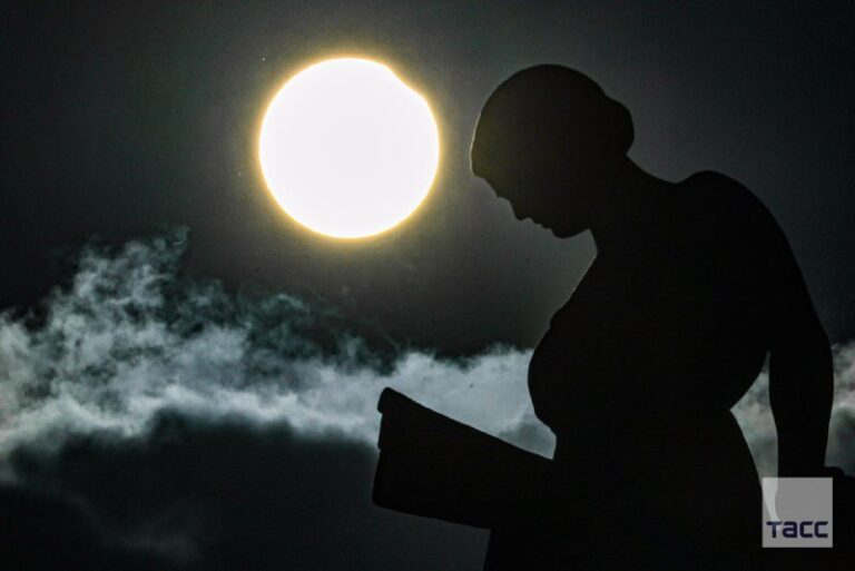 Partial solar eclipse as seen in Moscow and St. Petersburg.Photo credit: Petr K…