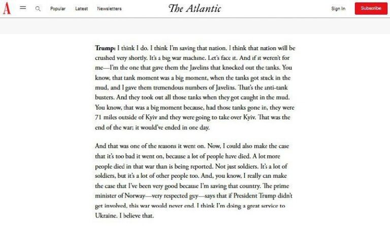 Trump boasts he saved Ukraine because he gave them Javelins @DDGeopolitics | So…