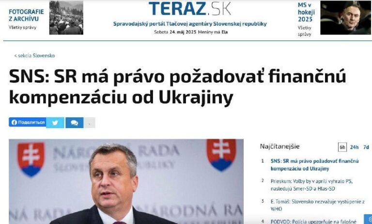 Slovakia intends to demand compensation from Ukraine for assistance provided dur…