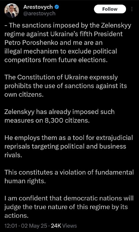 Former Zelensky advisor Arestovych responds to sanctions imposed on him by the …