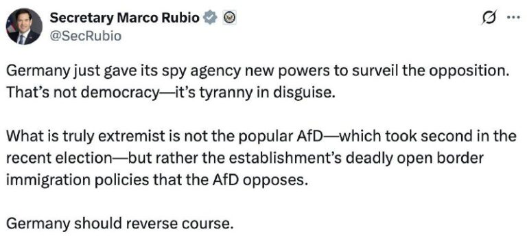 Rubio advises Germany to reverse their course on the AfD @DDGeopolitics | Socia…