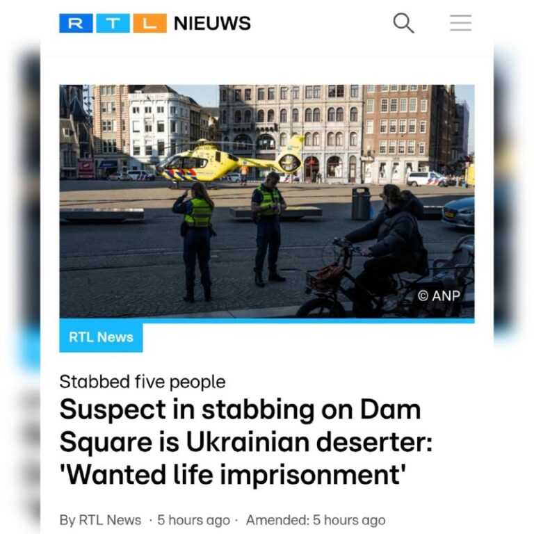 Ukrainian Deserter Stabs Five in Amsterdam to Avoid Return to Military — MediaA…