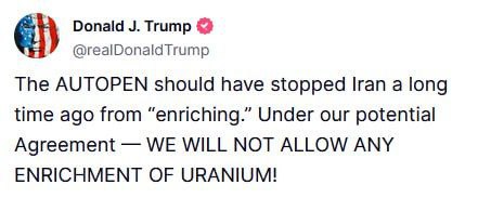 Trump shouted in all caps: “NO ENRICHMENT.”Earlier, Axios had reported that som…