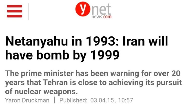 Just a reminder: Netanyahu has been saying that Iran is on the verge of getting…