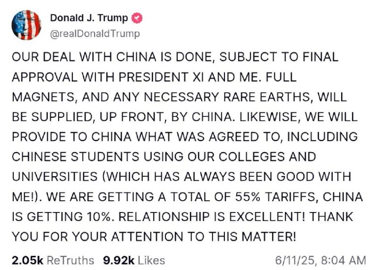 Trump said that the trade agreement between the US and China is ready and await…