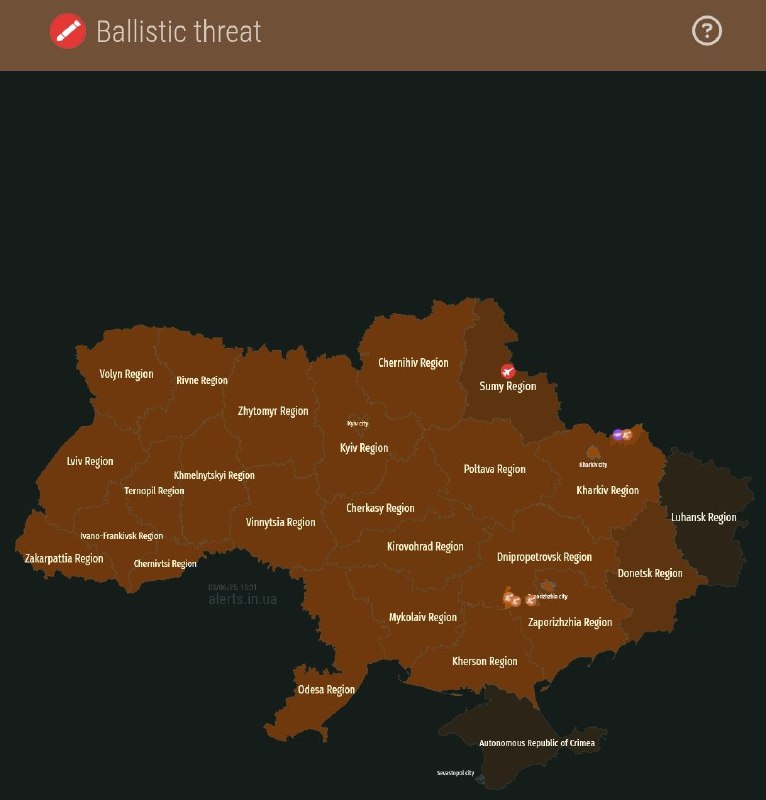 Ukrainian air raid map suddenly lit up. Monitoring channels report a possible M…