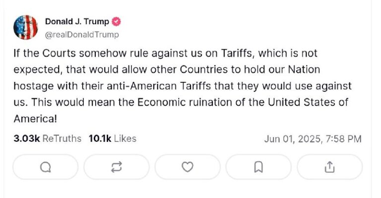 Trump warned that the U.S. will face economic collapse if courts overturn tarif…