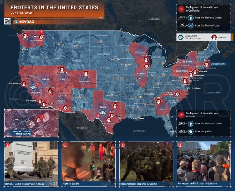Protests in the USAAs of June 13Over the past day, protests have spread to even …