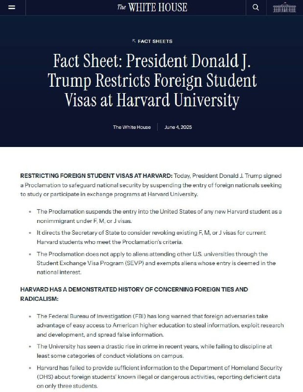 Trump officially forbids Harvard to enroll foreign students with some minor exc…