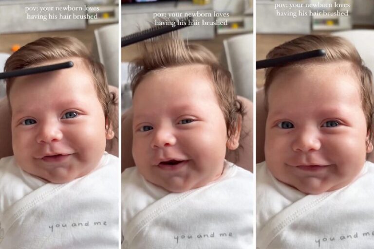 VIDEO: Baby Born With Full Head of Hair Loves Having His Hair Brushed—His React…